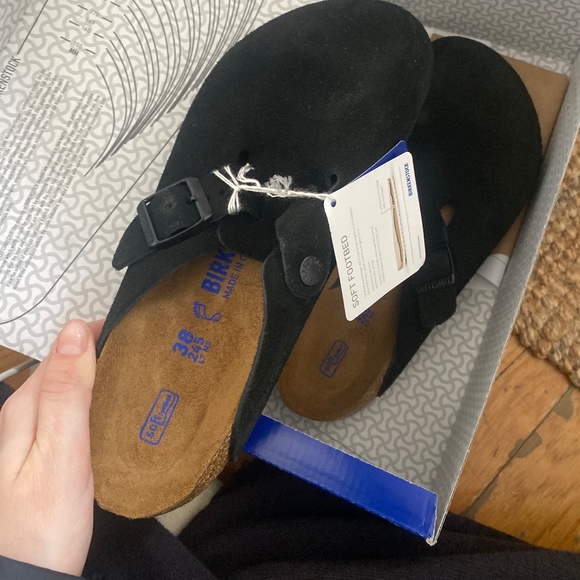 Birkenstock Shoes - Birkenstock Boston Suede NEW IN BOX Black - 38 Regular